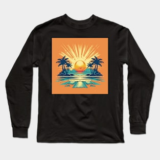 Retro Sunset Rays Wavy Shirt Long Sleeve T-Shirt